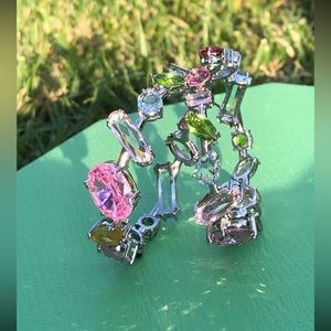 - Gorgeous multicolor Swarovski elements hoop earrings not swan stamped